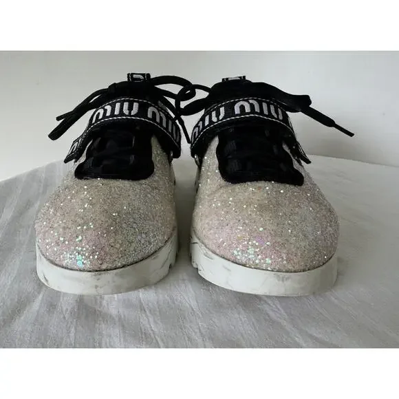 MIU MIU Glitter Platform Sneakers EU 36.5/US 6.5 - Picture 5 of 12